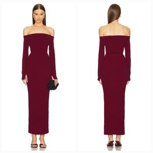 Michael Costello x REVOLVE Off Shoulder Bodycon Maxi Dress in Maroon